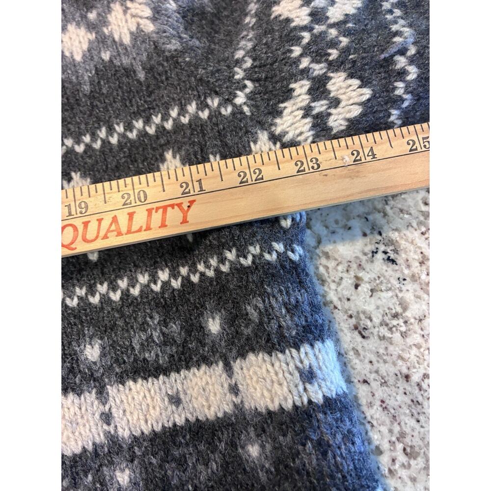 L.L. Bean Women's Open Cardigan Fair Isle Gray Lambswool Size Large - Picture 7 of 9